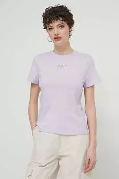 Хлопковая футболка Tommy Jeans, фиолетовый