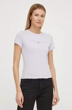 Хлопковая футболка Tommy Jeans, фиолетовый