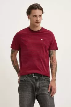 Хлопковая футболка Tommy Jeans, гранатовый