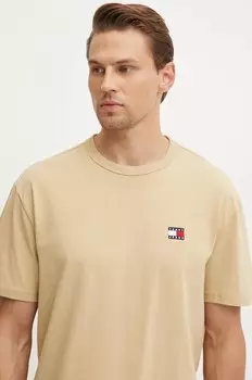 Хлопковая футболка Tommy Jeans, коричневый