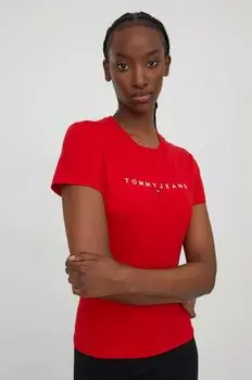 Хлопковая футболка Tommy Jeans, красный