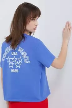 Хлопковая футболка Tommy Jeans, синий