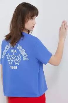 Хлопковая футболка Tommy Jeans, синий