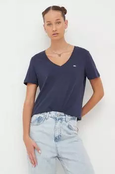 Хлопковая футболка Tommy Jeans, темно-синий