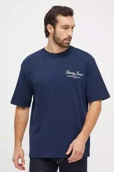 Хлопковая футболка Tommy Jeans, темно-синий