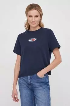 Хлопковая футболка Tommy Jeans, темно-синий