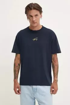Хлопковая футболка Tommy Jeans, темно-синий