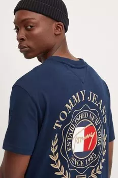 Хлопковая футболка Tommy Jeans, темно-синий