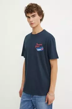 Хлопковая футболка Tommy Jeans, темно-синий