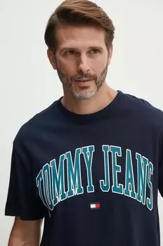 Хлопковая футболка Tommy Jeans, темно-синий