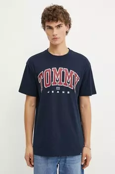 Хлопковая футболка Tommy Jeans, темно-синий