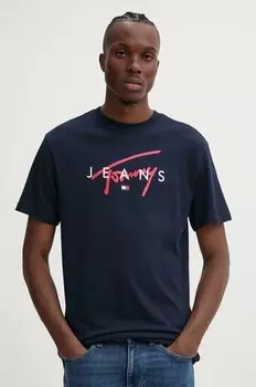 Хлопковая футболка Tommy Jeans, темно-синий