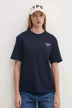 Хлопковая футболка Tommy Jeans, темно-синий