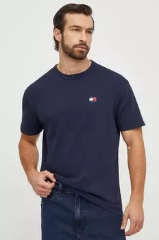 Хлопковая футболка Tommy Jeans, темно-синий