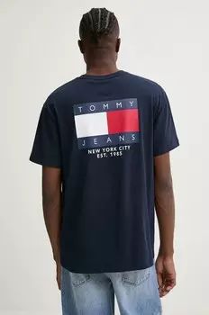 Хлопковая футболка Tommy Jeans, темно-синий