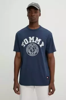 Хлопковая футболка Tommy Jeans, темно-синий