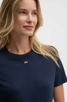 Хлопковая футболка Tommy Jeans, темно-синий