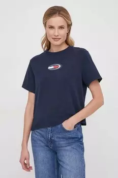 Хлопковая футболка Tommy Jeans, темно-синий
