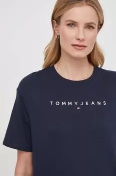 Хлопковая футболка Tommy Jeans, темно-синий