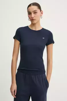 Хлопковая футболка Tommy Jeans, темно-синий