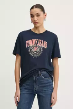 Хлопковая футболка Tommy Jeans, темно-синий