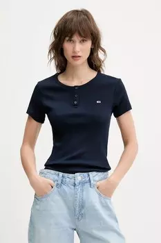 Хлопковая футболка Tommy Jeans, темно-синий