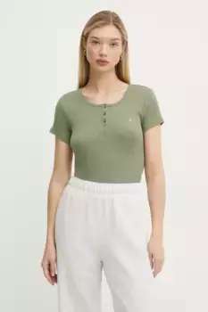 Хлопковая футболка Tommy Jeans, зеленый