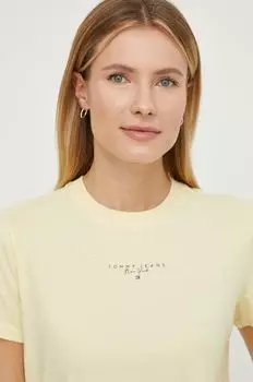 Хлопковая футболка Tommy Jeans, желтый