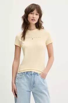 Хлопковая футболка Tommy Jeans, желтый