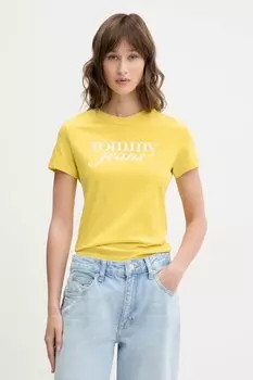 Хлопковая футболка Tommy Jeans, желтый