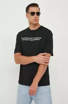 Хлопковая футболка United Colors of Benetton, черный