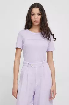 Хлопковая футболка United Colors of Benetton, фиолетовый