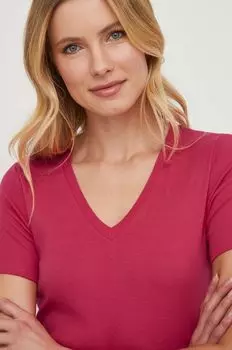 Хлопковая футболка United Colors of Benetton, розовый