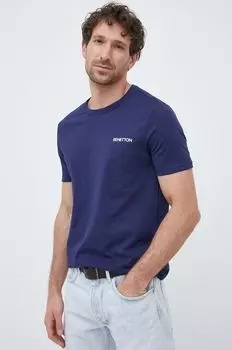 Хлопковая футболка United Colors of Benetton, темно-синий
