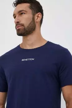 Хлопковая футболка United Colors of Benetton, темно-синий