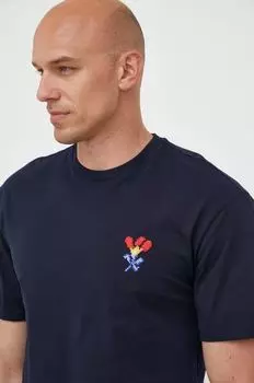 Хлопковая футболка United Colors of Benetton, темно-синий
