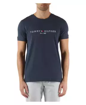 Хлопковая футболка узкого кроя с логотипом Tommy Hilfiger, синий
