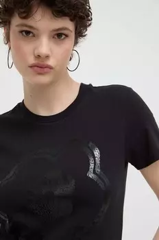 Хлопковая футболка Vans, черный