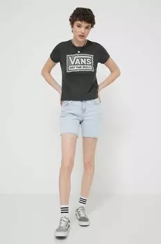 Хлопковая футболка Vans, черный