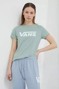 Хлопковая футболка Vans, зеленый