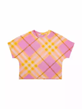 Хлопковая футболка в клетку Burberry, мультиколор