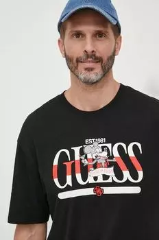 Хлопковая футболка x Banksy Guess, черный