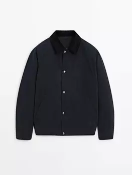 Хлопковая куртка-бомбер с кнопками Massimo Dutti, синий
