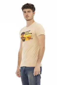 Хлопковая мужская футболка Trussardi Action, бежевый