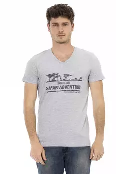 Хлопковая мужская футболка Trussardi Action, серый