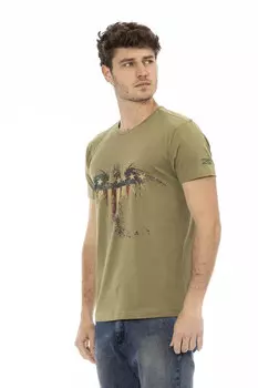 Хлопковая мужская футболка Trussardi Action, зеленый