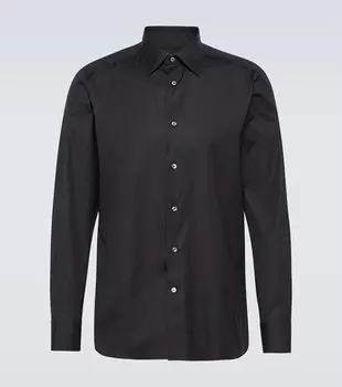 Хлопковая оксфордская рубашка Zegna, черный