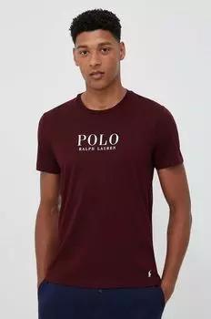 Хлопковая пижамная футболка Polo Ralph Lauren, бордовый