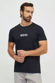Хлопковая пляжная футболка BOSS Boss, черный