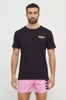 Хлопковая пляжная футболка Moschino Underwear, черный